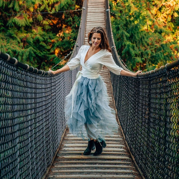 Chicwish Skirts Chicwish Clever Illusions Mesh Skirt In Dusty Blue Poshmark